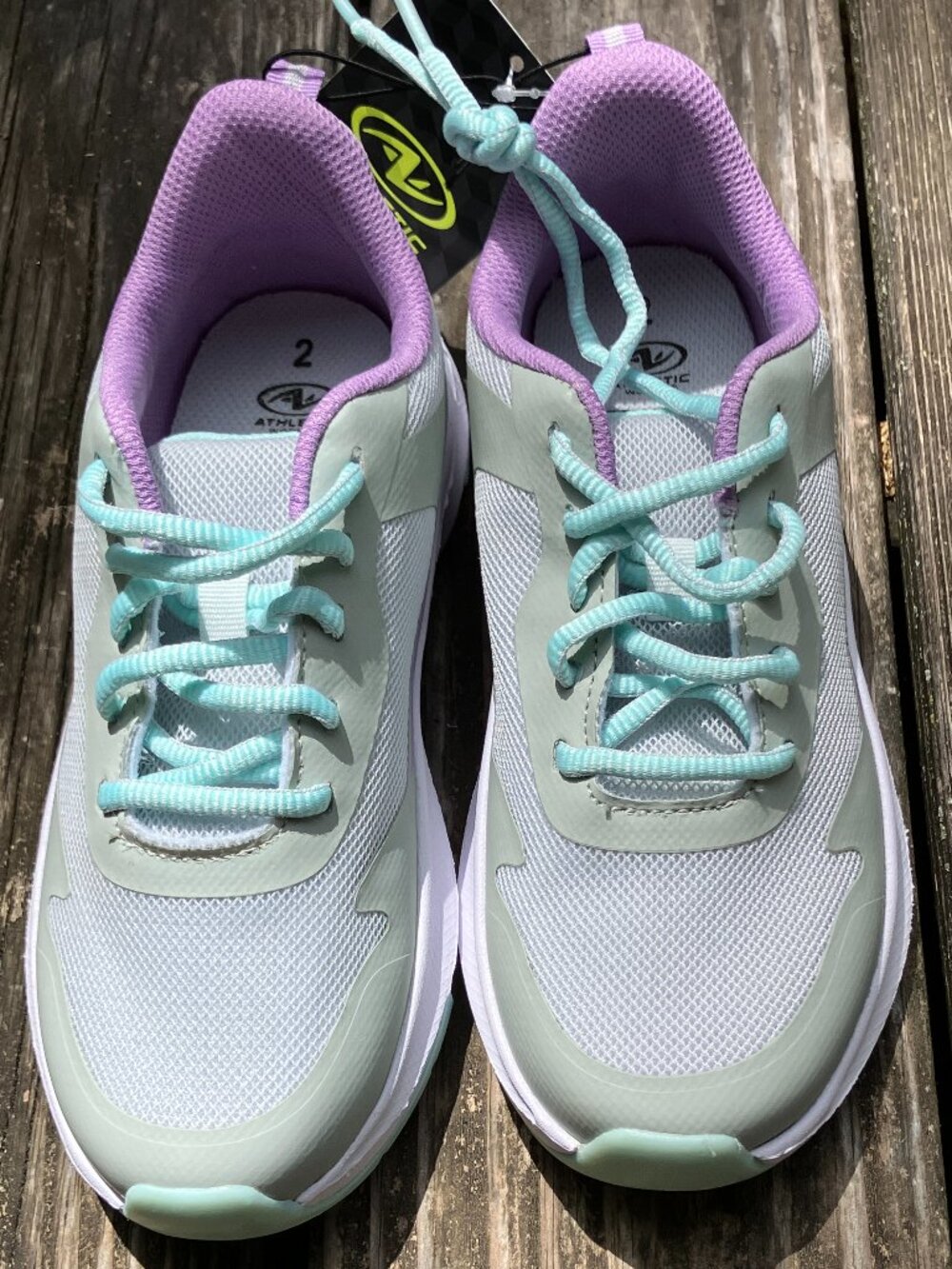 Size: 2 Athletic Works Mesh Jogger Lace Up Sneakers